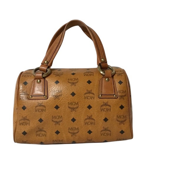 Authentic MCM Cognac Logo Satchel - Picture 2 of 16